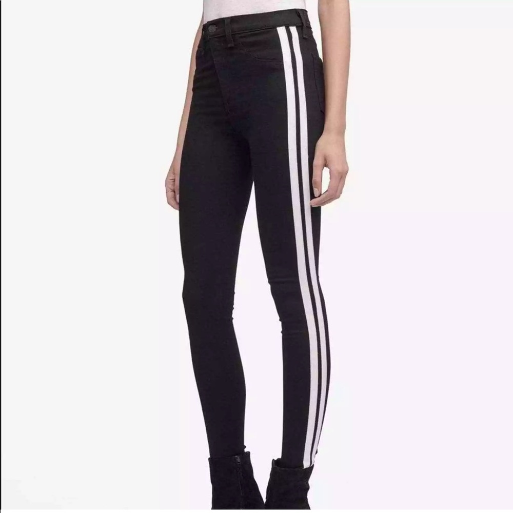 Rag & Bone Black and White Stripe Mito Jeans